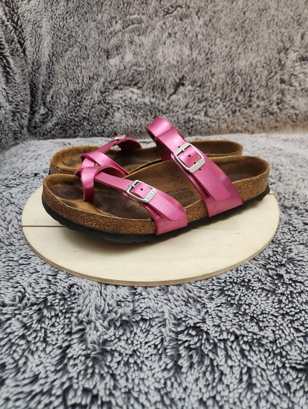 Birkenstock Mayari Icy Metallic Fuchsia Tulip Birko-Flor Sandals Women's size 7 - Picture 4 of 9